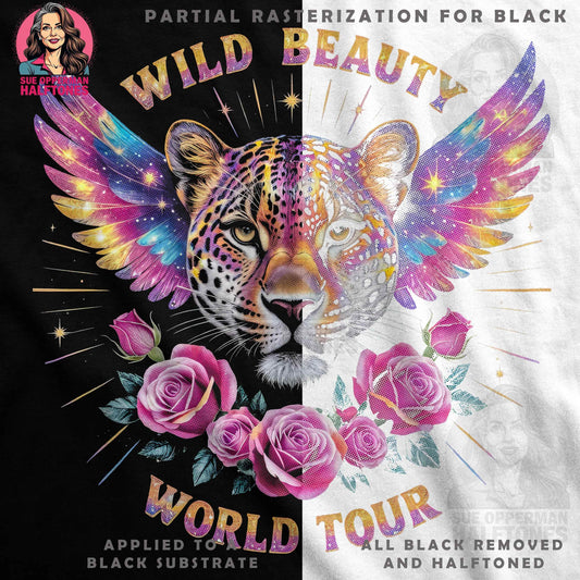 Animals Wild Beauty World Tour Halftoned T-Shirt Design - halftone PNG for T-shirts – Sue Opperman Halftones
