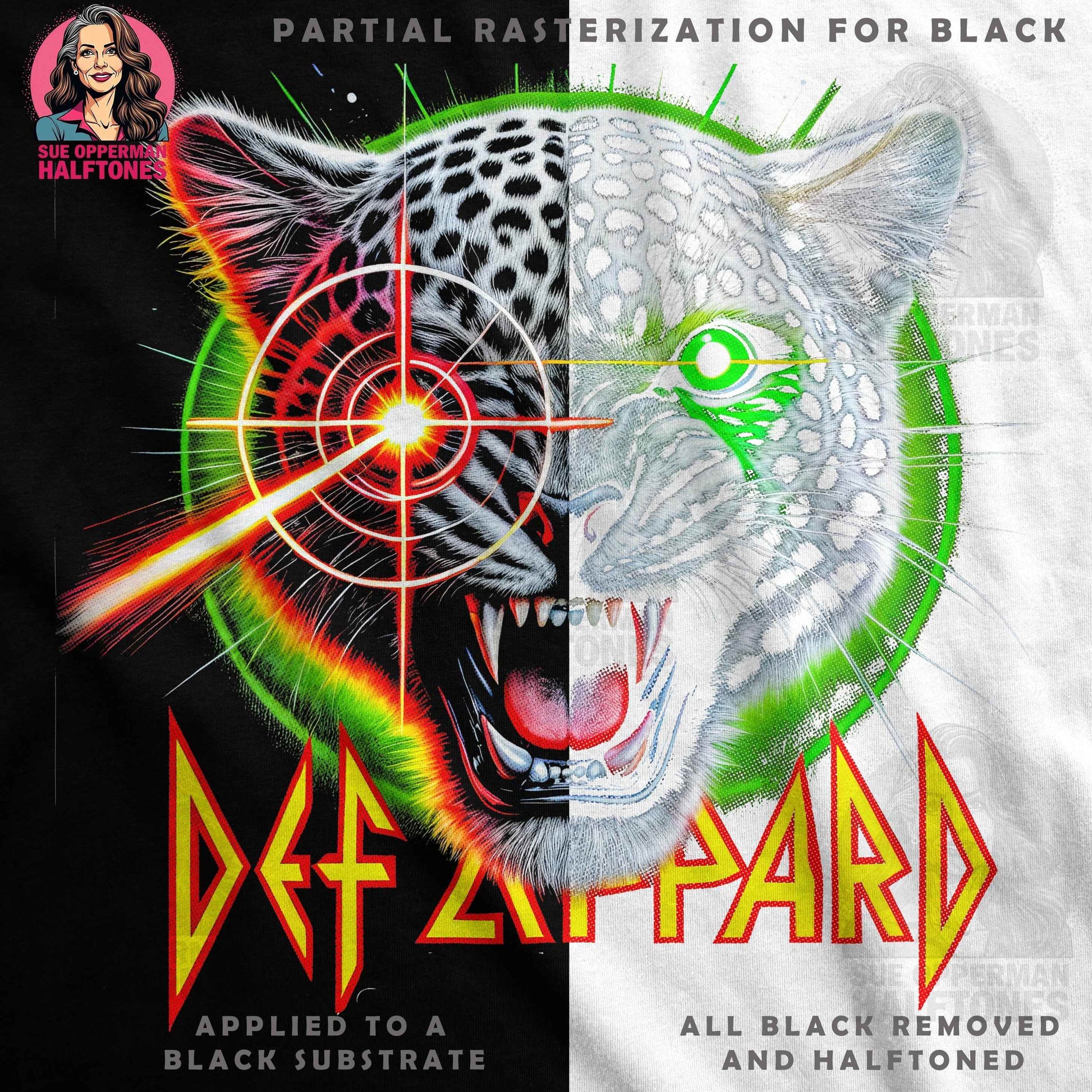 Def Leppard Animal Band Halftone Digital Halftoned T-Shirt Design - halftone PNG for T-shirts – Sue Opperman Halftones