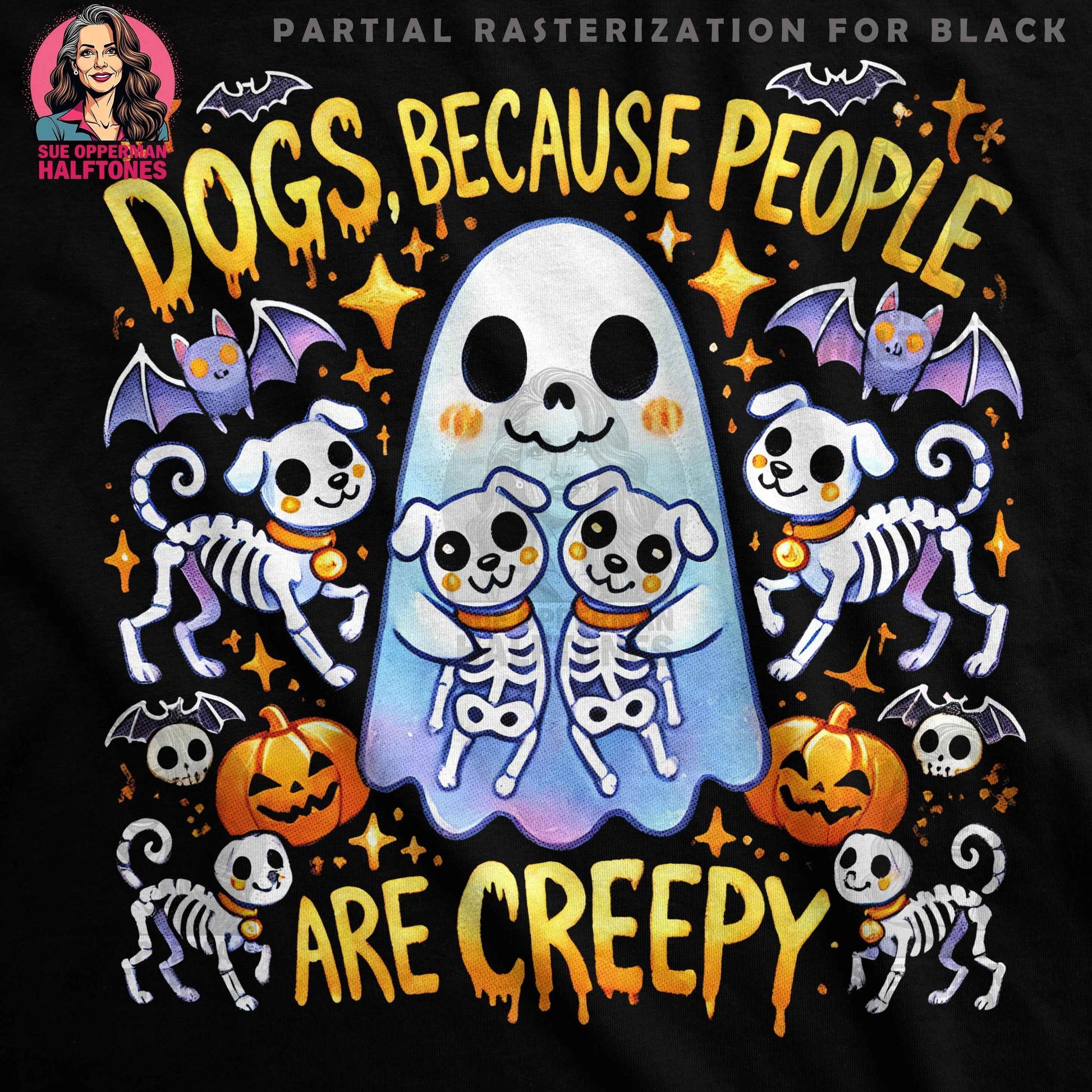 Halloween Dogs Because People are Creepy Halftoned T-shirt Design - halftone PNG for T-shirts – Sue Opperman Halftones