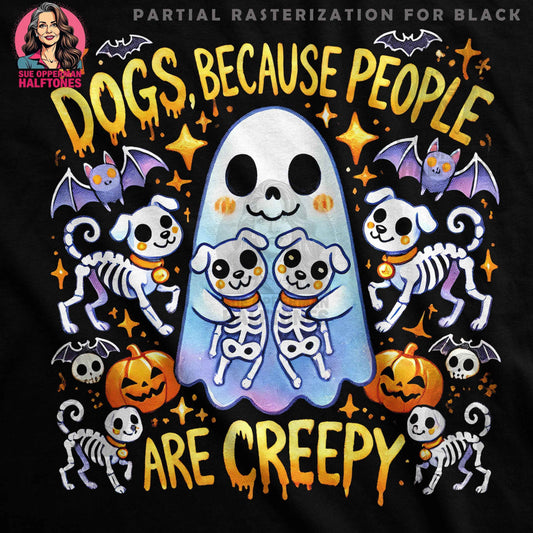 Halloween Dogs Because People are Creepy Halftoned T-shirt Design - halftone PNG for T-shirts – Sue Opperman Halftones