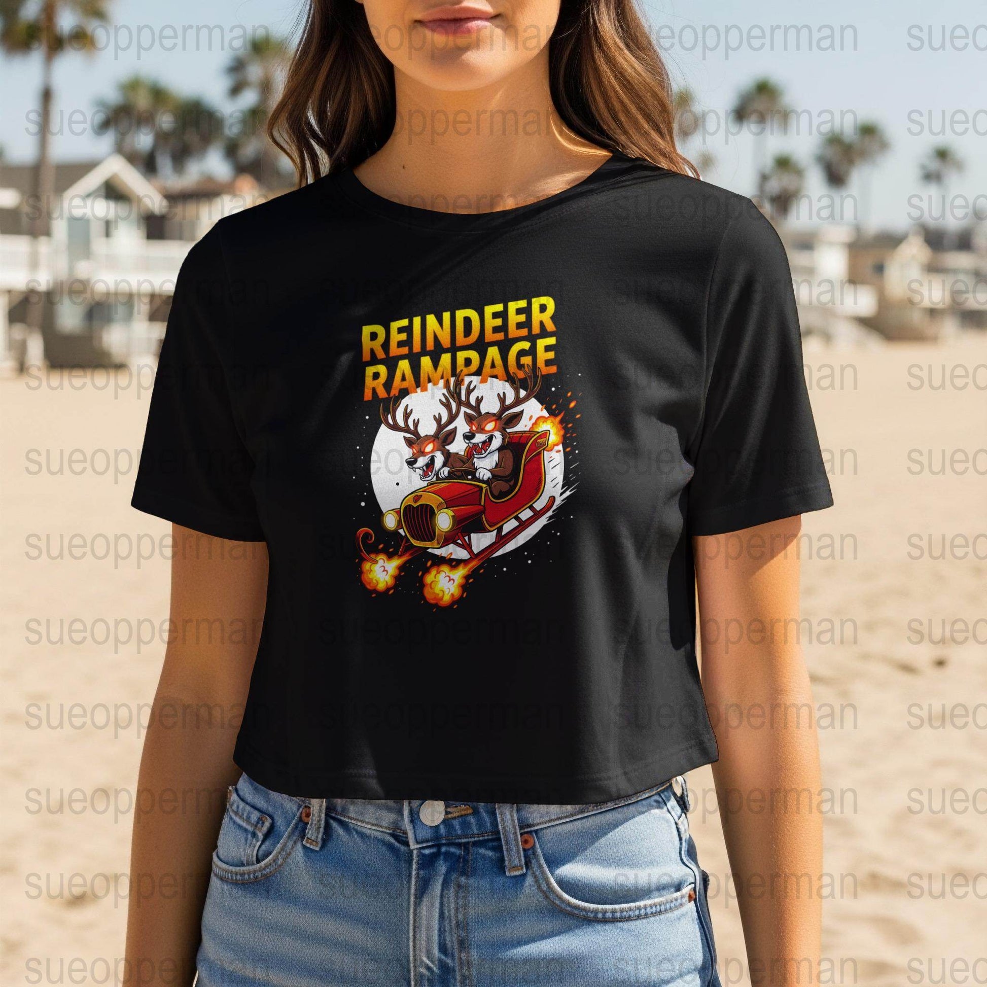 Christmas Reindeer Rampage Halftone T-Shirt Design Digital - halftone PNG for T-shirts – Sue Opperman Halftones