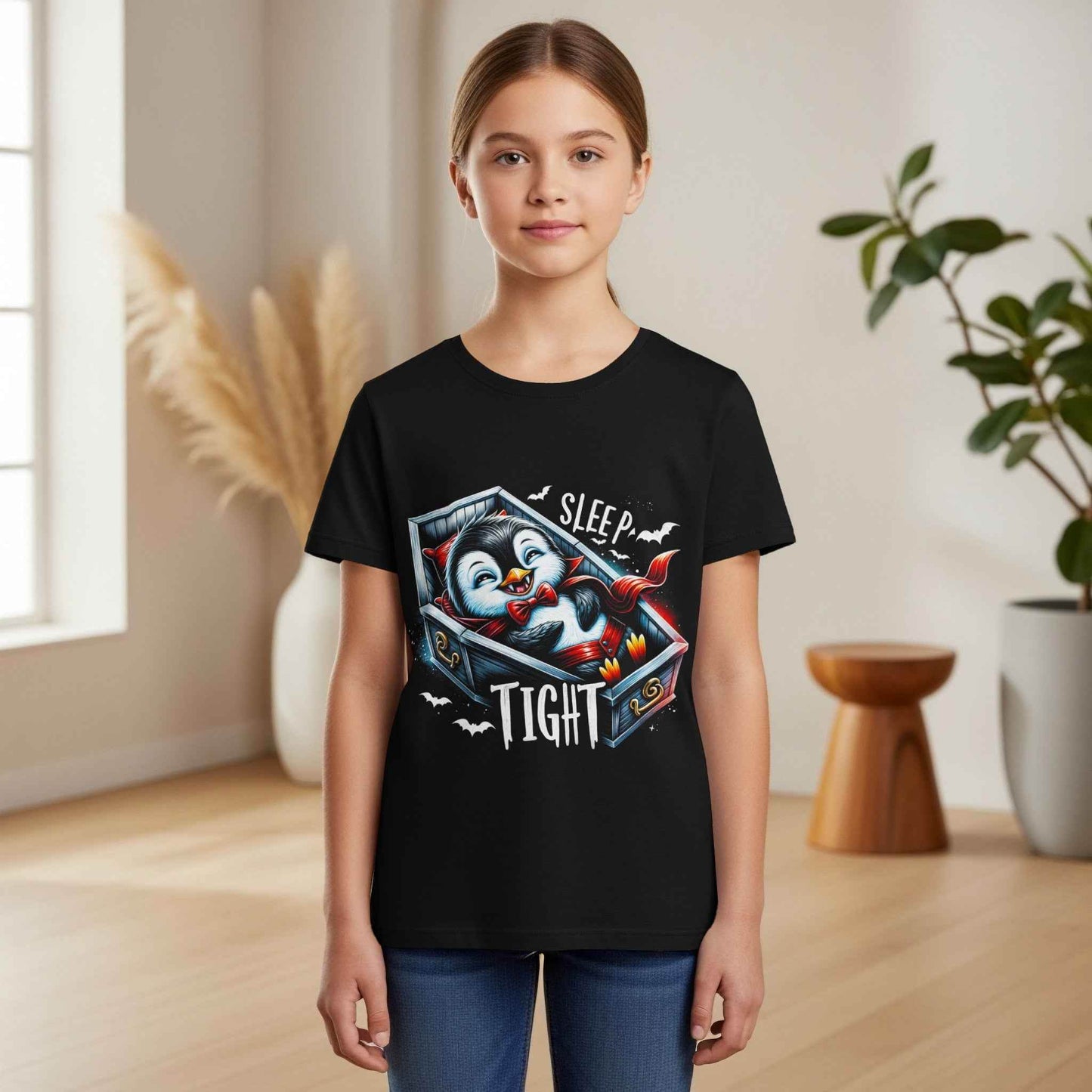 Vampire Penguin Sleep Tight Halftone T-Shirt Design - halftone PNG for T-shirts – Sue Opperman Halftones