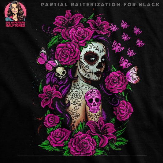 Day of the Dead Lady Flowers Halftone T-Shirt Design - halftone PNG for T-shirts – Sue Opperman Halftones
