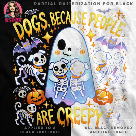 Halloween Dogs Because People are Creepy Halftoned T-shirt Design - halftone PNG for T-shirts – Sue Opperman Halftones