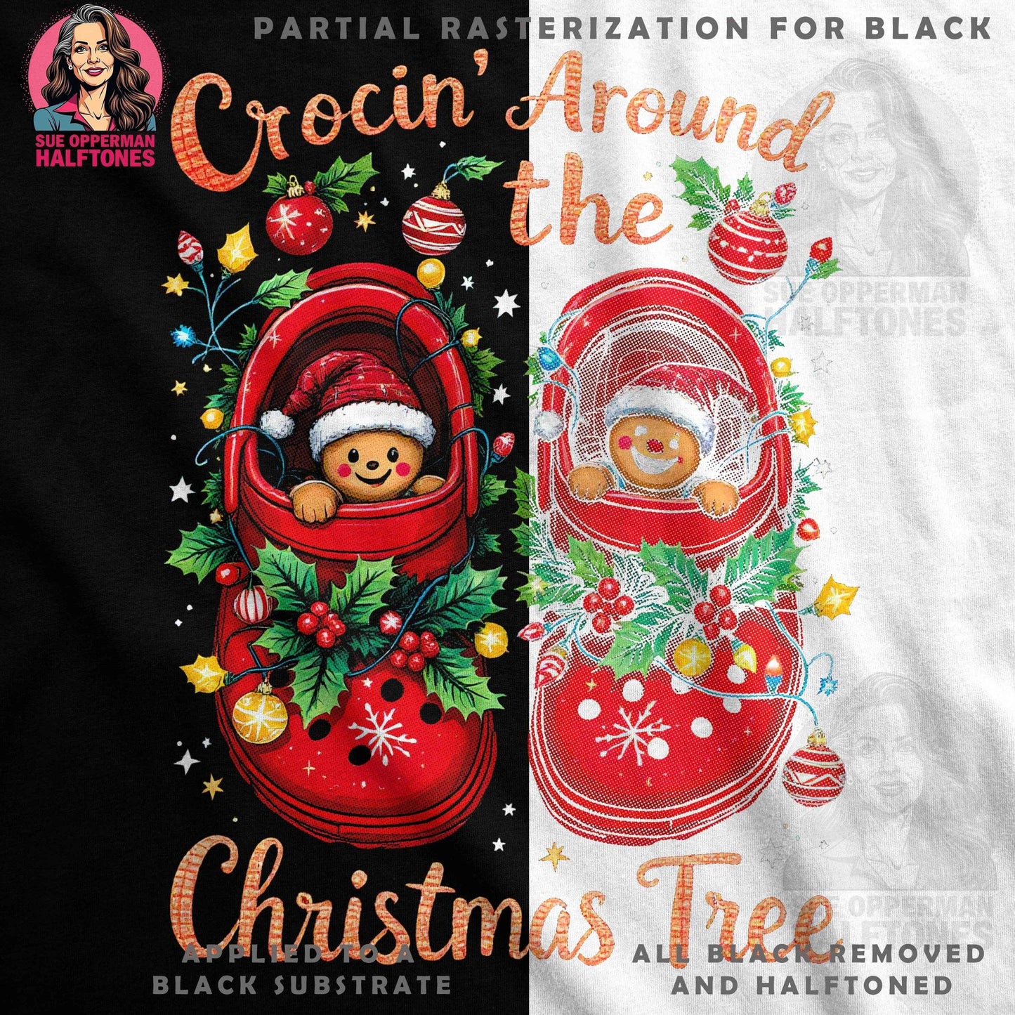 Crocs Christmas Tree Gingerbread Halftone T-Shirt Design - halftone PNG for T-shirts – Sue Opperman Halftones