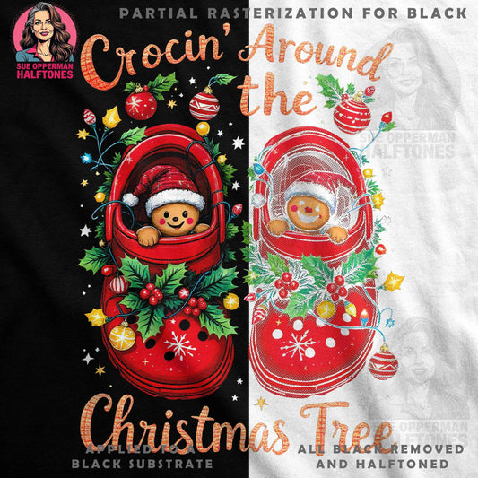 Crocs Christmas Tree Gingerbread Halftone T-Shirt Design - halftone PNG for T-shirts – Sue Opperman Halftones