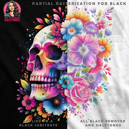 Floral Skull Halftone T-Shirt Design Digital - halftone PNG for T-shirts – Sue Opperman Halftones