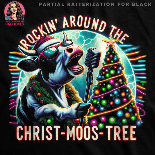 Christmas Christ-Moos-Tree Animal Funny Halftone T-Shirt Design - halftone PNG for T-shirts – Sue Opperman Halftones