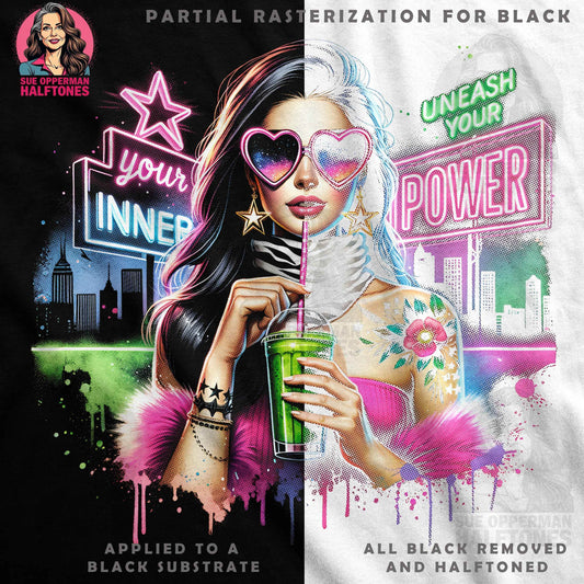 Glamour Unleash Your Inner Power Halftoned T-Shirt Design - halftone PNG for T-shirts – Sue Opperman Halftones