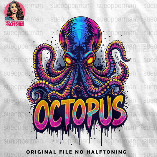 Octopus Universal Print Bundle - halftone PNG for T-shirts – Sue Opperman Halftones